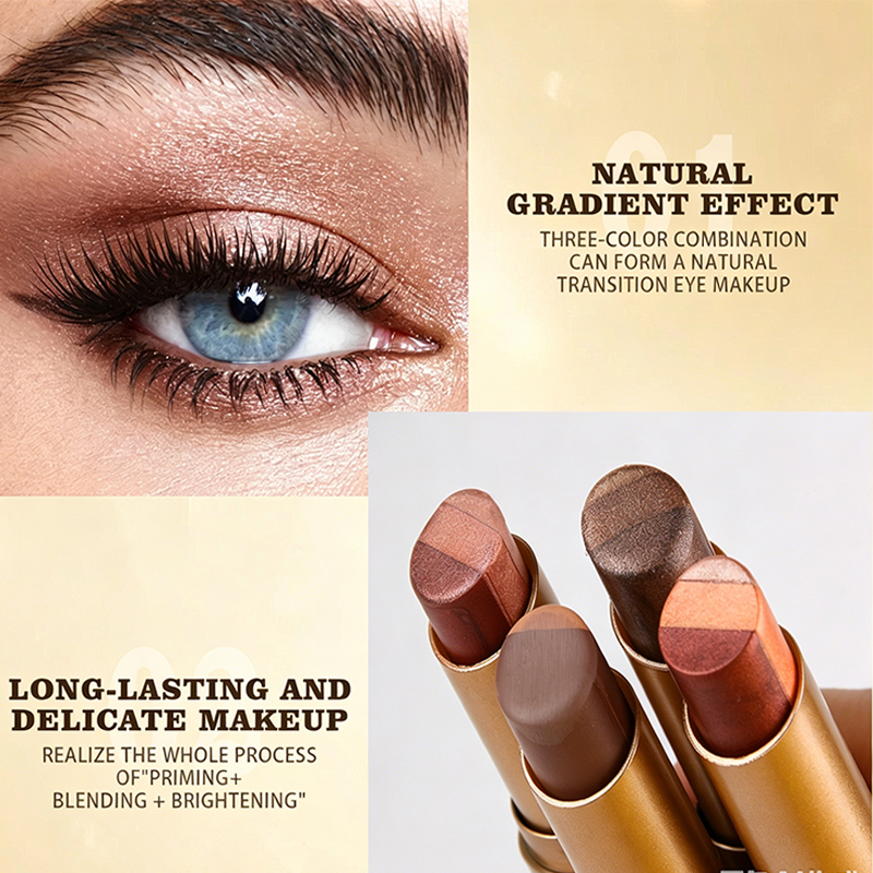 💄 PROMO LIMITÉE -50% ! 🌈 Bâton Fard à Paupières Dégradé 3-en-1 – Embout Courbe, Longue Tenue Waterproof & Dégradé en 1 Seul Trait ✨