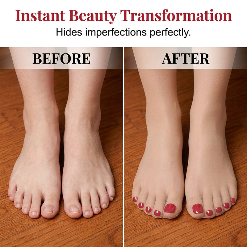 📢📢50% DE RÉDUCTION⏰Bas Transparents Pédicure Instantanée avec Ongles Artificiels