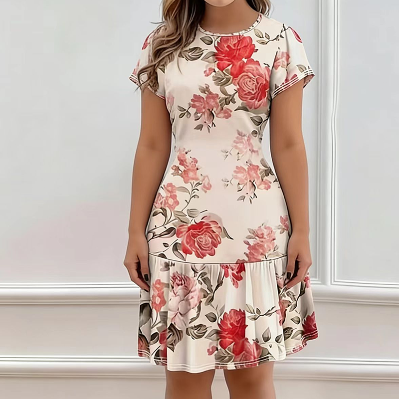 👗 PROMO LIMITÉE -50% ! 🌸 Robe Femme Imprimé Floral & Ourlet Volants – Polyester Respirant Premium, Taille Sculptée Flatteuse · S–2XL · Garden-Party, Plage & Quotidien ✨