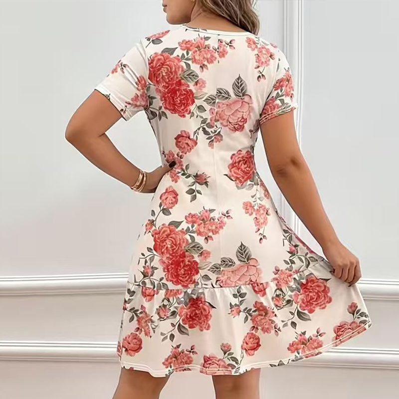 👗 PROMO LIMITÉE -50% ! 🌸 Robe Femme Imprimé Floral & Ourlet Volants – Polyester Respirant Premium, Taille Sculptée Flatteuse · S–2XL · Garden-Party, Plage & Quotidien ✨