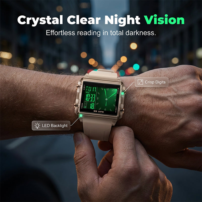 ⌚50% DE RÉDUCTION💎Montre digitale transparente étanche – Design vintage, affichage clair – Résiste aux éclaboussures, confortable au poignet – parfaite pour un look rétro-futuriste au quotidien✨