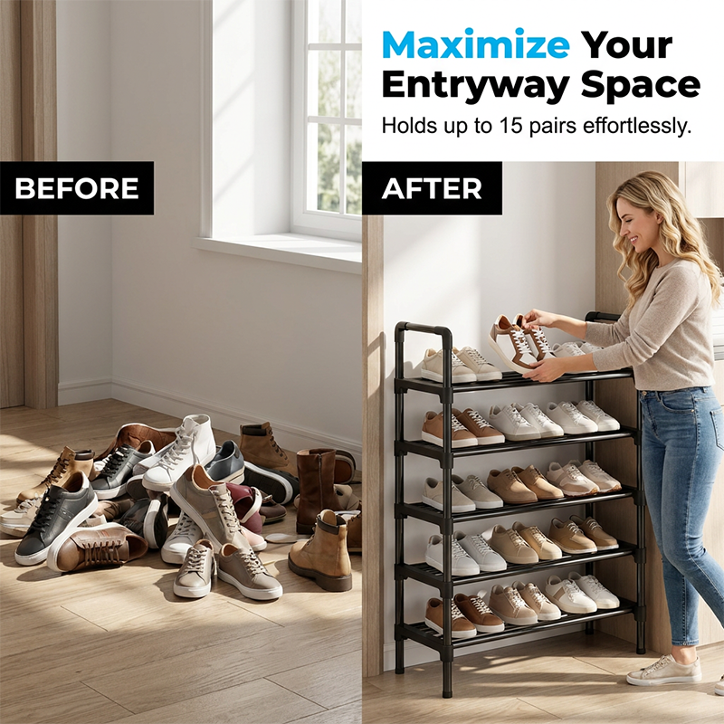 👟📦 Étagère à chaussures multicouche – Grande capacité, montage sans outils, structure robuste pour une entrée bien rangée 🏠💪