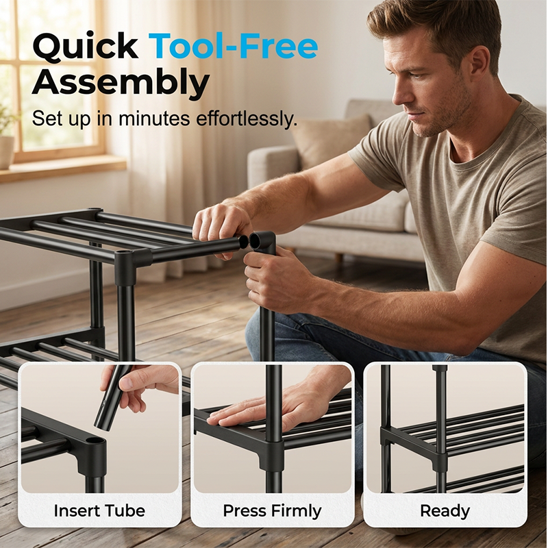 👟📦 Étagère à chaussures multicouche – Grande capacité, montage sans outils, structure robuste pour une entrée bien rangée 🏠💪