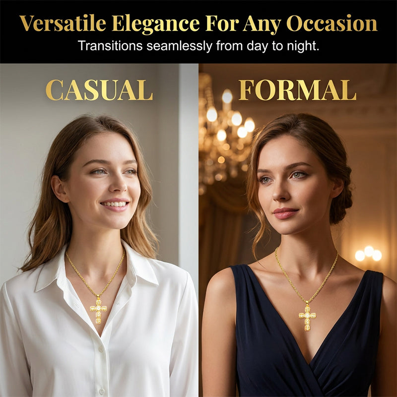 ⏳Spécial à durée limitée⏰Pendentif Croix Chrétienne Incrustée de Zircon en Cuivre📿✝️💎