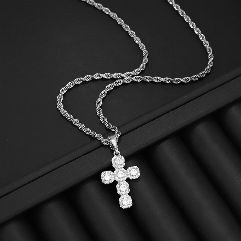⏳Spécial à durée limitée⏰Pendentif Croix Chrétienne Incrustée de Zircon en Cuivre📿✝️💎