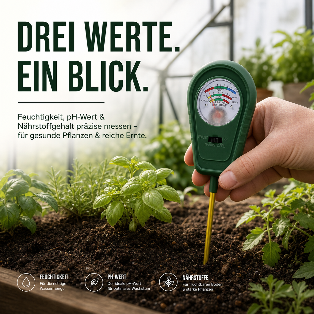 🌱 50 % DE RÉDUCTION ! 🔥 Analyseur de sol 3 en 1 avec affichage à aiguille – Mesure le pH, l'humidité et la luminosité – Idéal pour le jardin, la pelouse ou les plantes en pot – Montage facile, sans piles 🌿