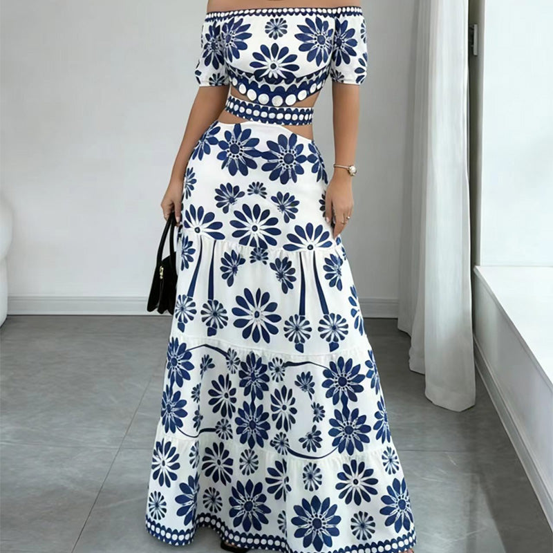 🌺🌴OFFRE LIMITÉE 50% DE RÉDUCTION🍹Robe de Resort Imprimé Daisy à Épaules Dénudées et Découpe à la Taille pour Femme – Silhouette Fluide, Charme Floral, Légère & Aérée – Parfaite pour Vacances à la Plage, Croisières & Escapades Estivales ☀️🌸