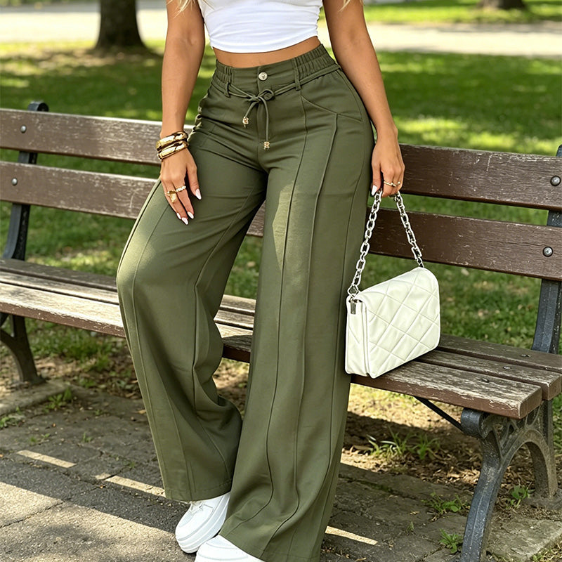 👖 PROMO LIMITÉE 50% DE RÉDUCTION ! 💥 Pantalon Taille Haute Jambe Droite – Couture Frontale, Élastique Dos, Polyvalent ✨