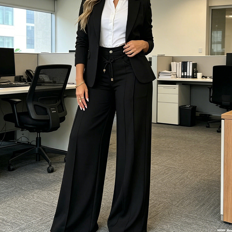 👖 PROMO LIMITÉE 50% DE RÉDUCTION ! 💥 Pantalon Taille Haute Jambe Droite – Couture Frontale, Élastique Dos, Polyvalent ✨