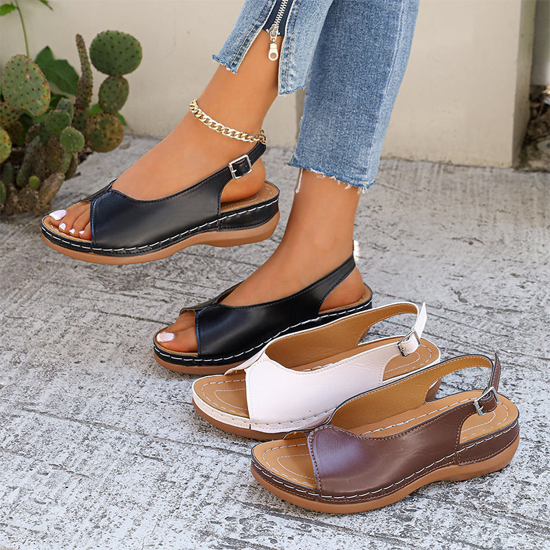 Sandales confortables vintage à bout ouvert pour femme