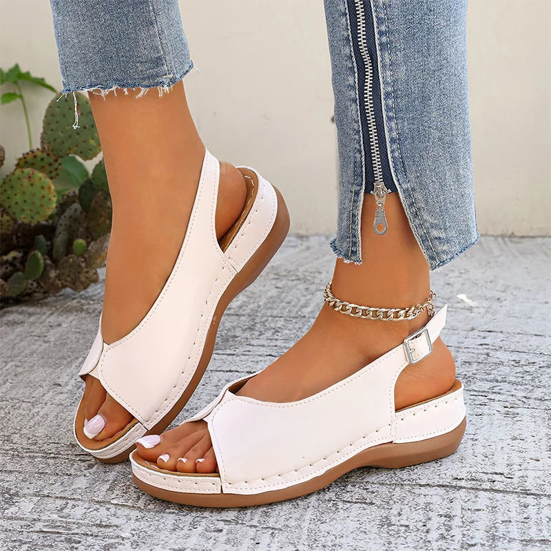 Sandales confortables vintage à bout ouvert pour femme