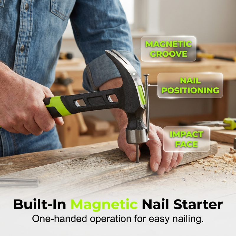 🔨PROMO LIMITÉE -50%✨Marteau Griffe Multifonctionnel Industriel – Acier Forgé Haute Carbone, Guide-Clou Magnétique, Manche Ergonomique Anti-Vibration · Angle Réglable 💪