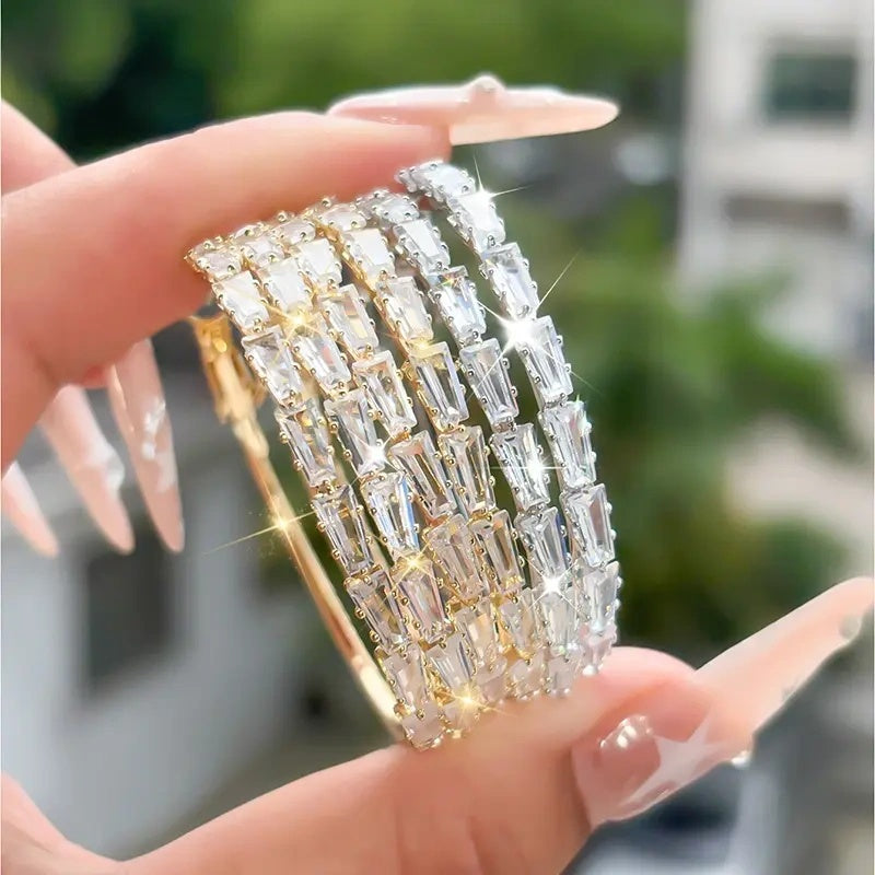 💎PROMO FLASH 50%✨Boucles d'Oreilles Créoles Femme Zircone Cubique – Micro-Pavées, Cuivre, 3 Coloris, 45mm, Idéales Quotidien & Soirée🎀
