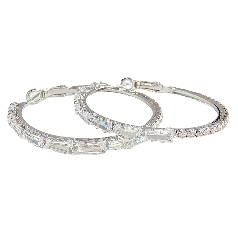💎PROMO FLASH 50%✨Boucles d'Oreilles Créoles Femme Zircone Cubique – Micro-Pavées, Cuivre, 3 Coloris, 45mm, Idéales Quotidien & Soirée🎀