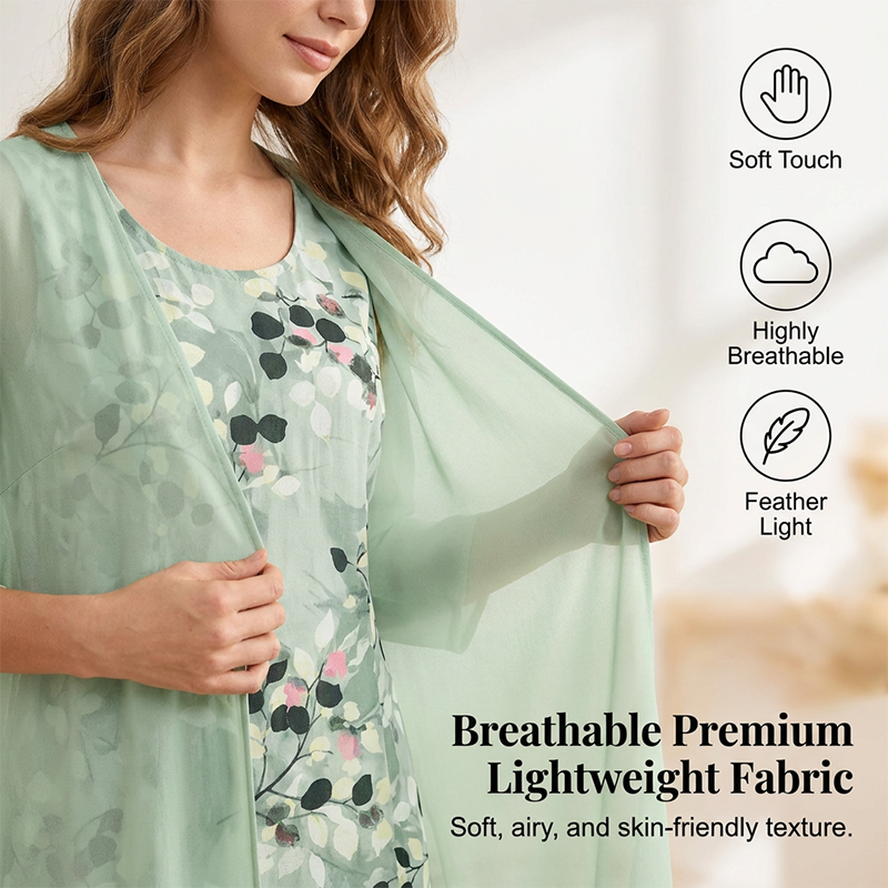 Ensemble 2 pièces pour femme : robe élégante en mousseline et cardigan