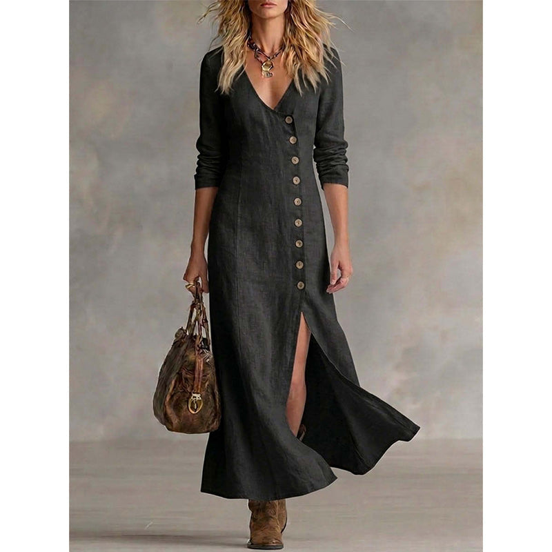 Robe chemise à manches longues style vintage