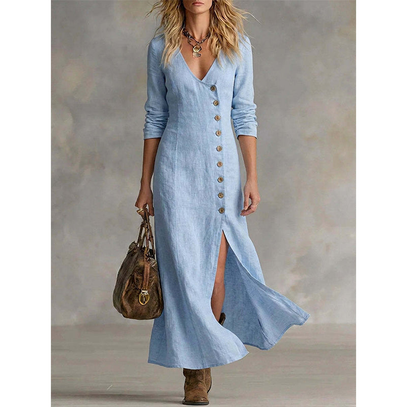 Robe chemise à manches longues style vintage