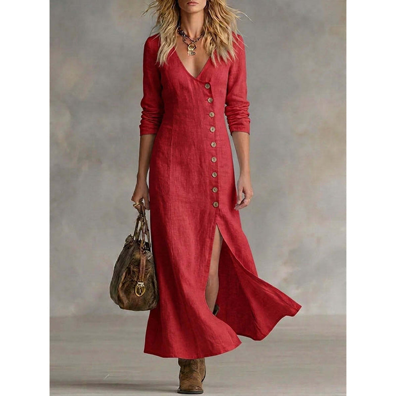 Robe chemise à manches longues style vintage