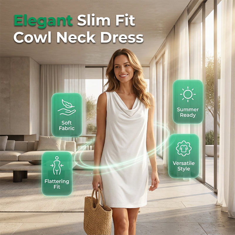 👗50% DE RÉDUCTION💥Robe slim fit col bénitier – Sans manches & poches latérales – Polyvalente, parfaite pour le bureau ou les soirées – élégante et confortable ✨🌸