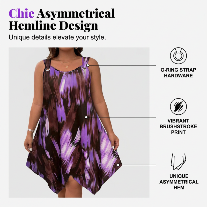 👗🌿 PROMO FLASH 50% ! Robe Dégradée Sans Manches – Tissu Respirant, Ourlet Asymétrique, Bretelles Anneaux O, 6 Coloris, Tailles S-5XL, Idéale Brunch & Bureau 🥂