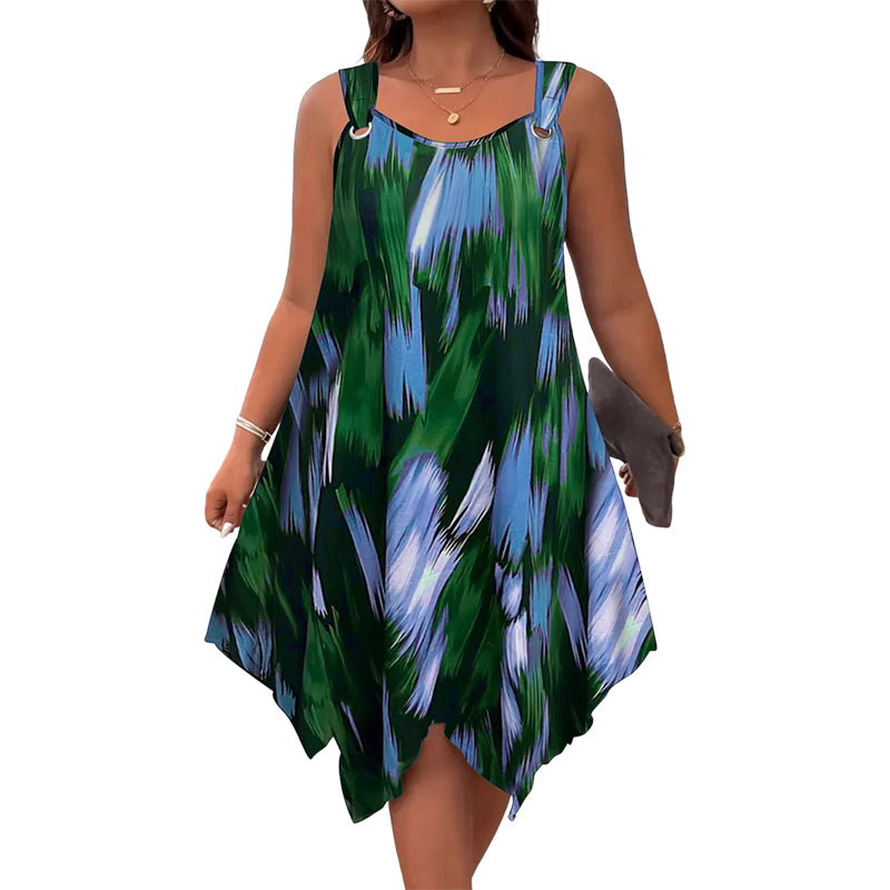 👗🌿 PROMO FLASH 50% ! Robe Dégradée Sans Manches – Tissu Respirant, Ourlet Asymétrique, Bretelles Anneaux O, 6 Coloris, Tailles S-5XL, Idéale Brunch & Bureau 🥂