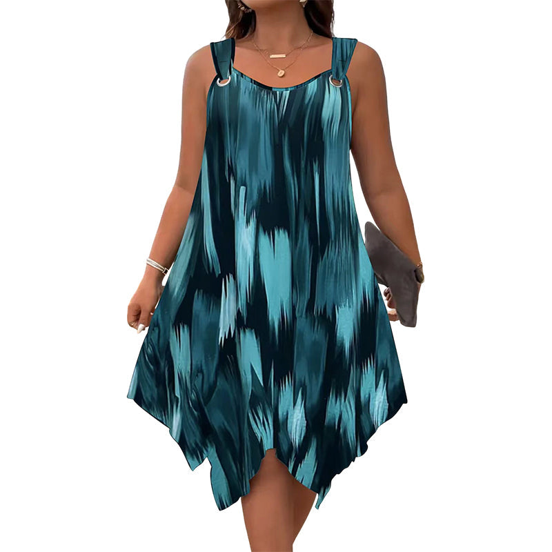 👗🌿 PROMO FLASH 50% ! Robe Dégradée Sans Manches – Tissu Respirant, Ourlet Asymétrique, Bretelles Anneaux O, 6 Coloris, Tailles S-5XL, Idéale Brunch & Bureau 🥂