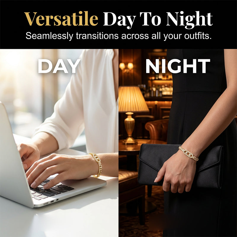 ✨🔥 PROMO -50% ! Bracelet Chaîne Cubaine Femme Plaqué Or – Zircon Cubique Brillant Assemblage Précis, Étiquette Rectangulaire Creuse Géométrique, Fermoir Rabat Sécurisé · Cadeau Luxe · 19 cm 💎