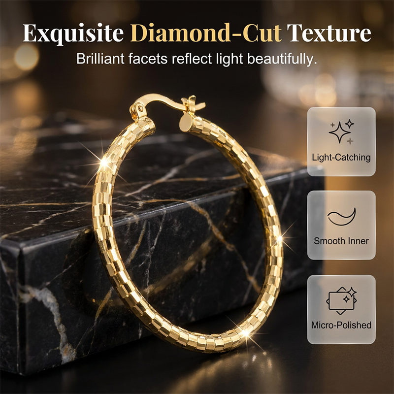 📢📢50 % DE RÉDUCTION⏰Créoles Texturées Minimalistes pour Femme – Bijoux Ronds Statement