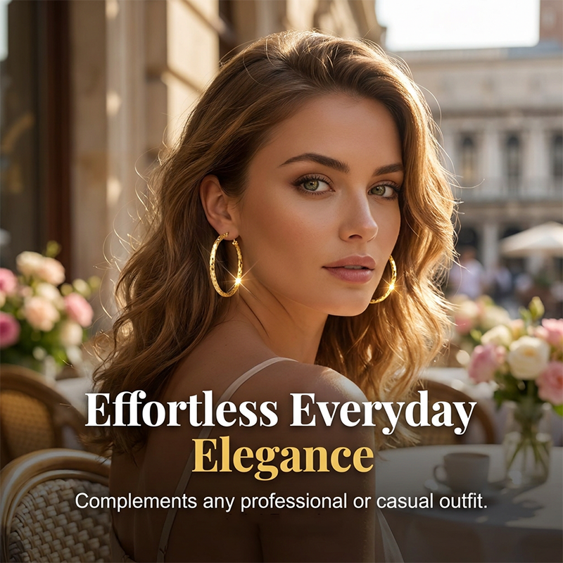 📢📢50 % DE RÉDUCTION⏰Créoles Texturées Minimalistes pour Femme – Bijoux Ronds Statement