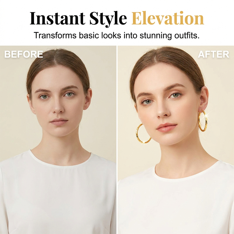 📢📢50 % DE RÉDUCTION⏰Créoles Texturées Minimalistes pour Femme – Bijoux Ronds Statement