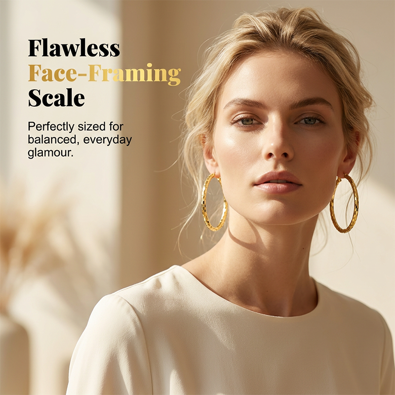 📢📢50 % DE RÉDUCTION⏰Créoles Texturées Minimalistes pour Femme – Bijoux Ronds Statement