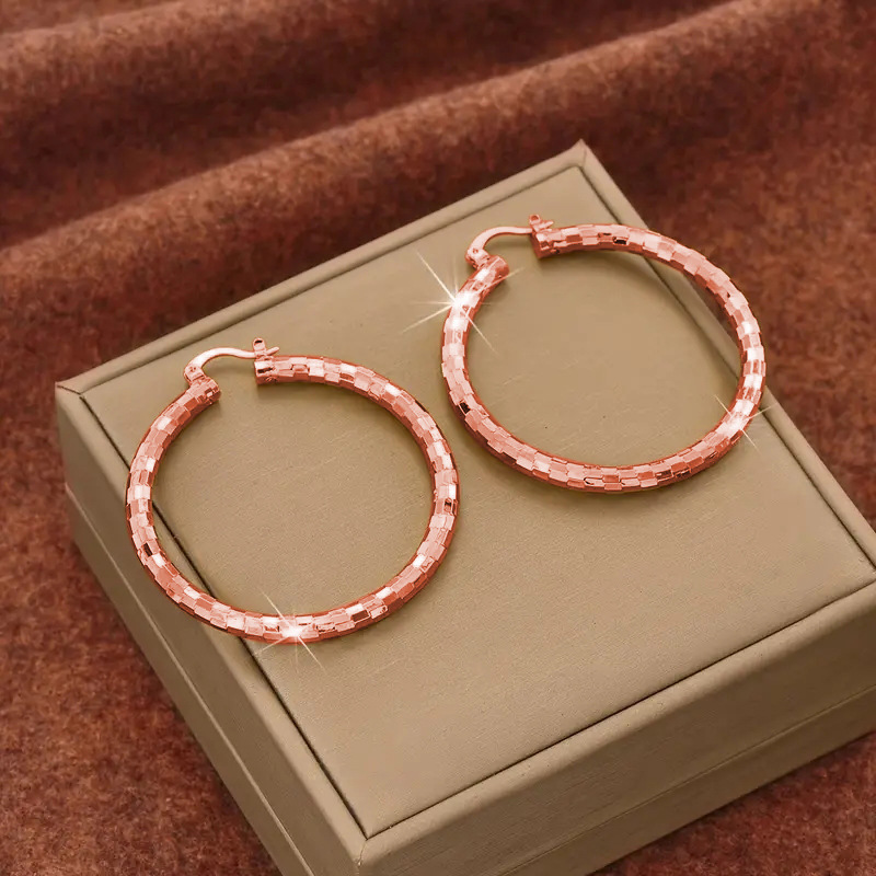 📢📢50 % DE RÉDUCTION⏰Créoles Texturées Minimalistes pour Femme – Bijoux Ronds Statement