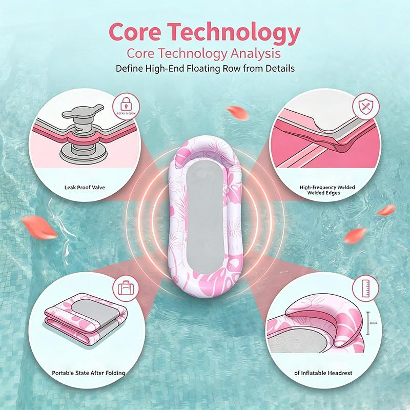 📢📢50 % DE RÉDUCTION !! ⏰Hamac Flottant Gonflable pour Piscine avec Centre en Filet – Confort & Fraîcheur pour l'Été