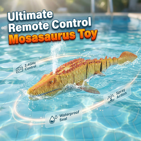Jouet de natation Mosasaurus radiocommandé 2,4 GHz avec pulvérisation