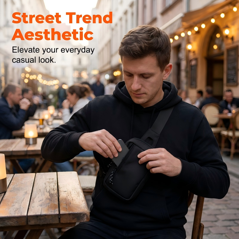 📢📢50 % DE RÉDUCTION !! ⏰Sac Bandoulière Homme Urban Commuter – Tissu Polyester Résistant Eau, Compartiments Organisés Passeport Téléphone Clés, Sangle Réglable 3 Ports · Ultraléger · Noir ✨