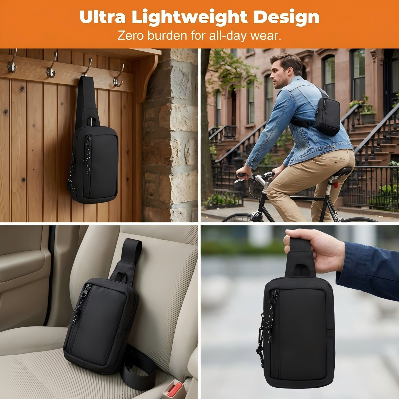 📢📢50 % DE RÉDUCTION !! ⏰Sac Bandoulière Homme Urban Commuter – Tissu Polyester Résistant Eau, Compartiments Organisés Passeport Téléphone Clés, Sangle Réglable 3 Ports · Ultraléger · Noir ✨