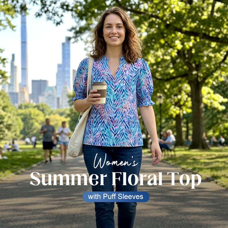 🎁Nouveautés 2026 -50%💥Top Fleuri d'Été à Manches Bouffantes pour Femme💐👔