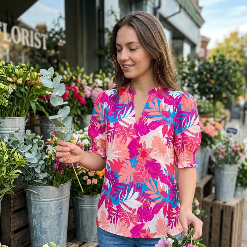 🎁Nouveautés 2026 -50%💥Top Fleuri d'Été à Manches Bouffantes pour Femme💐👔