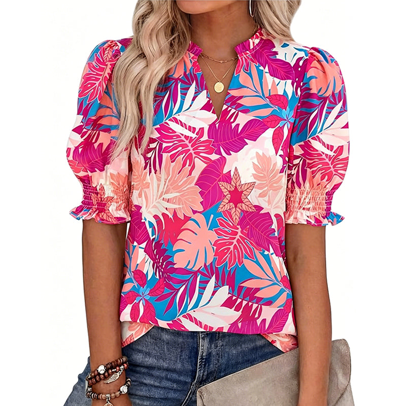 🎁Nouveautés 2026 -50%💥Top Fleuri d'Été à Manches Bouffantes pour Femme💐👔