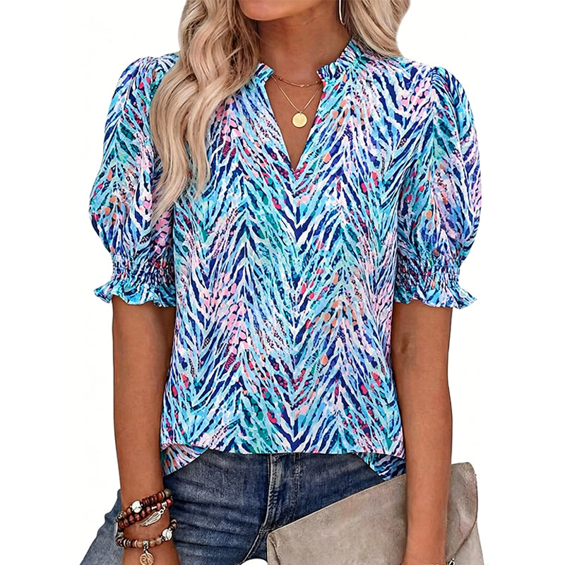 🎁Nouveautés 2026 -50%💥Top Fleuri d'Été à Manches Bouffantes pour Femme💐👔