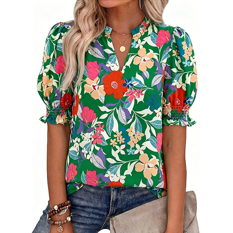 🎁Nouveautés 2026 -50%💥Top Fleuri d'Été à Manches Bouffantes pour Femme💐👔