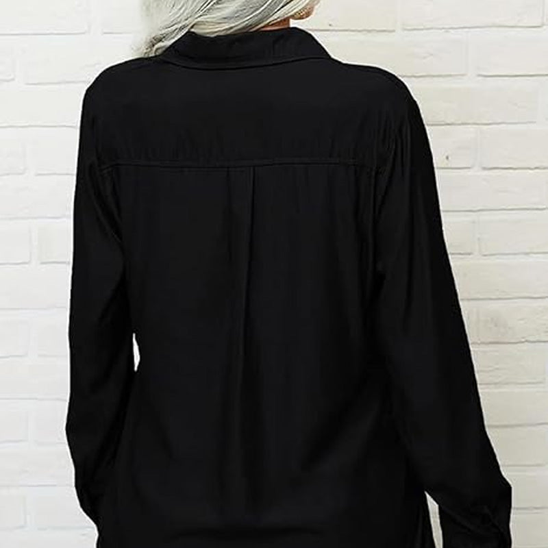 👚 50% DE RÉDUCTION ☀️ Chemise femme unie – Col, manches longues & boutonnage – Tissu doux, facile à assortir avec jean, jupe ou veste – intemporelle et polyvalente 🕶️✨