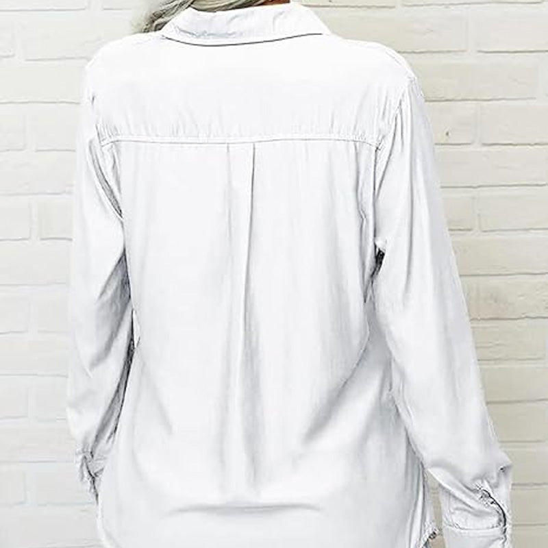 👚 50% DE RÉDUCTION ☀️ Chemise femme unie – Col, manches longues & boutonnage – Tissu doux, facile à assortir avec jean, jupe ou veste – intemporelle et polyvalente 🕶️✨
