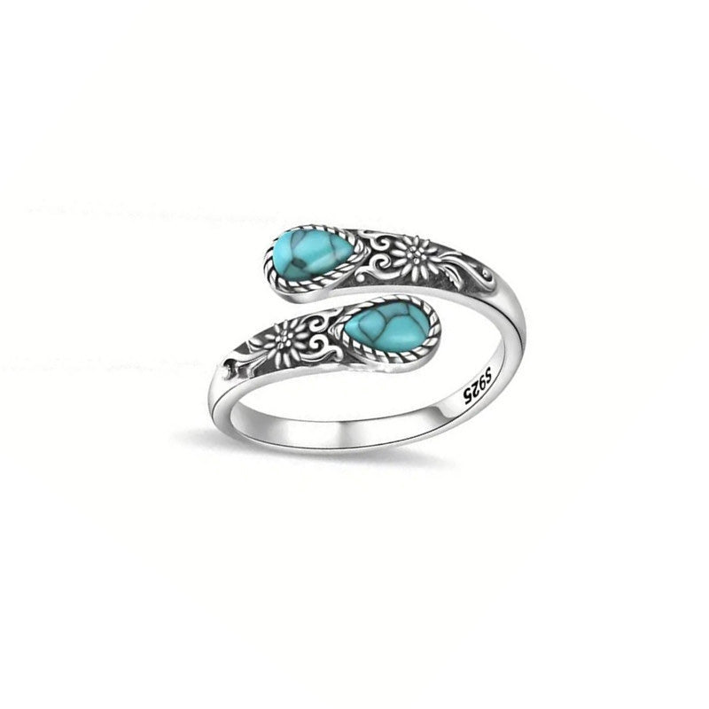 💍Bague Vintage Ajustable Ouverte Zircon Goutte – Filigrane Floral Antique Élégance Rétro Quotidien Événements, Double Zircon Éclat Irisé Mystique Captivant, Cuivre Léger Sans Irritation · 5 Motifs✨