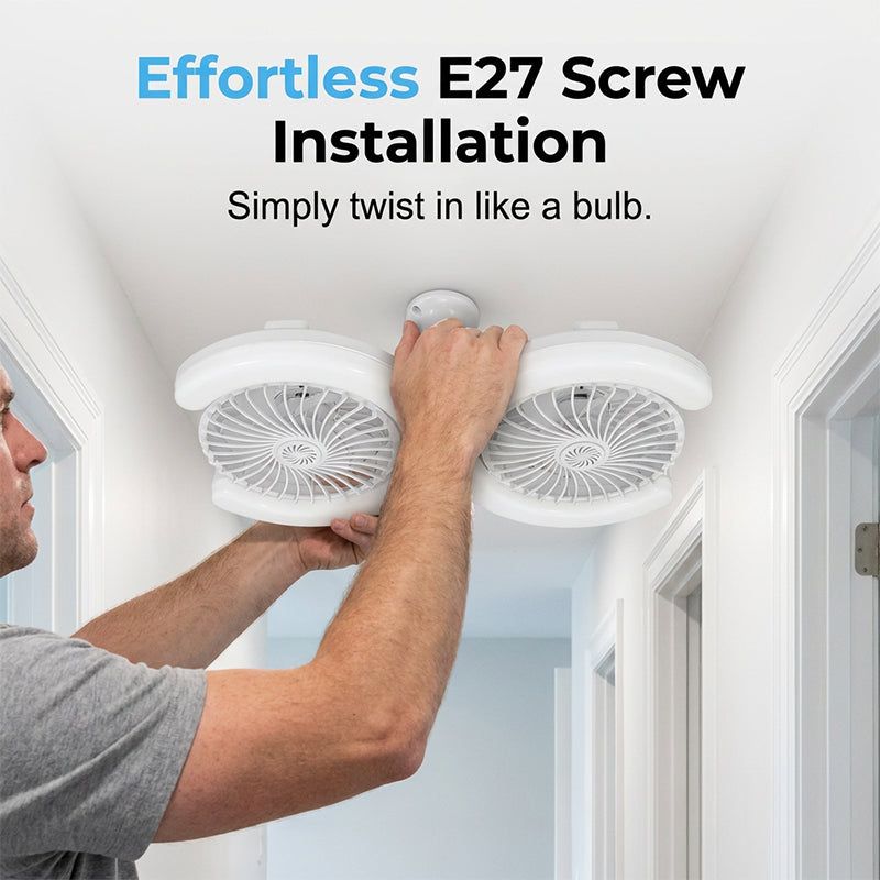 💡 -50%🔥Ventilateur Plafond LED Double Tête E27 – Double Rangée Grande Capacité Ventilation Refroidissement Instantané, LED Haute Transmittance Sans Scintillement Économie Énergie, Ultra-Silencieux Installation Secondes · Blanc ✨