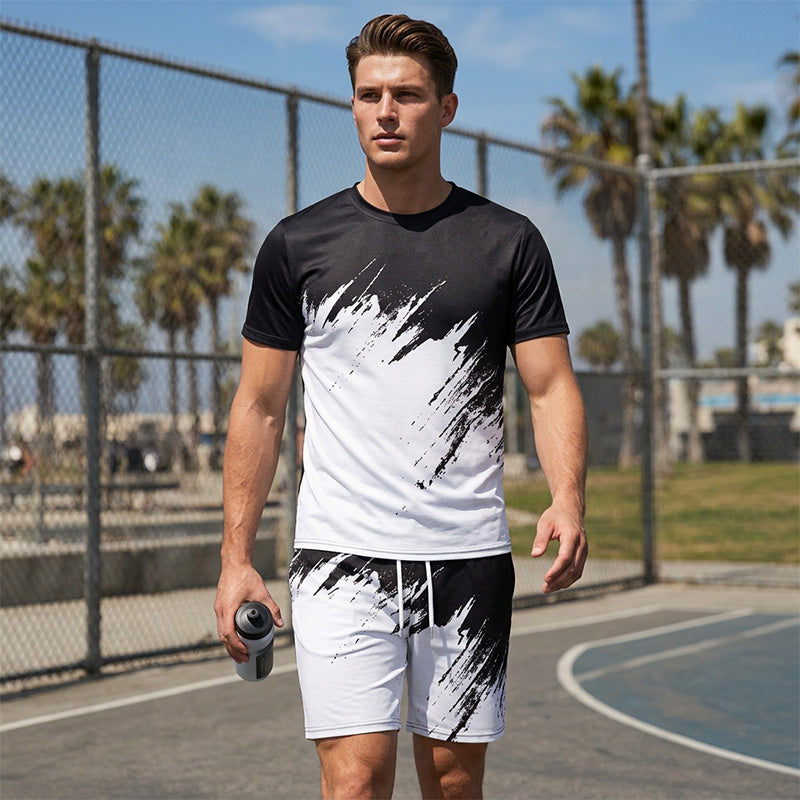 👕 OFFRE LIMITÉE -50 % ! 💥 Ensemble décontracté à imprimé dynamique pour homme – Coups de pinceau 3D, tissu doux, coupe ergonomique ✨