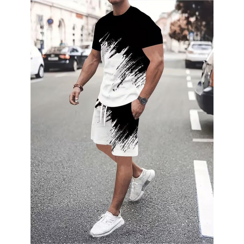 👕 OFFRE LIMITÉE -50 % ! 💥 Ensemble décontracté à imprimé dynamique pour homme – Coups de pinceau 3D, tissu doux, coupe ergonomique ✨
