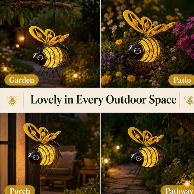 🐝PROMO FLASH 50%🌸Lumière Abeille Solaire Suspendue – Métal, Allumage Auto Crépuscule, Résiste Intempéries, 6-12h d'Éclairage, Idéale Jardin & Balcon 🏡✨