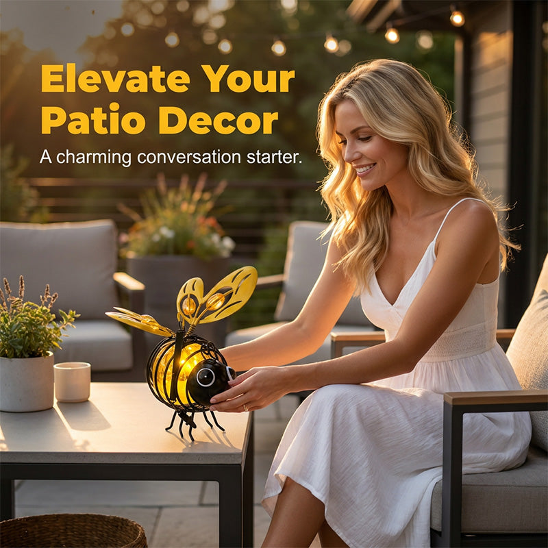 🐝PROMO FLASH 50%🌸Lumière Abeille Solaire Suspendue – Métal, Allumage Auto Crépuscule, Résiste Intempéries, 6-12h d'Éclairage, Idéale Jardin & Balcon 🏡✨