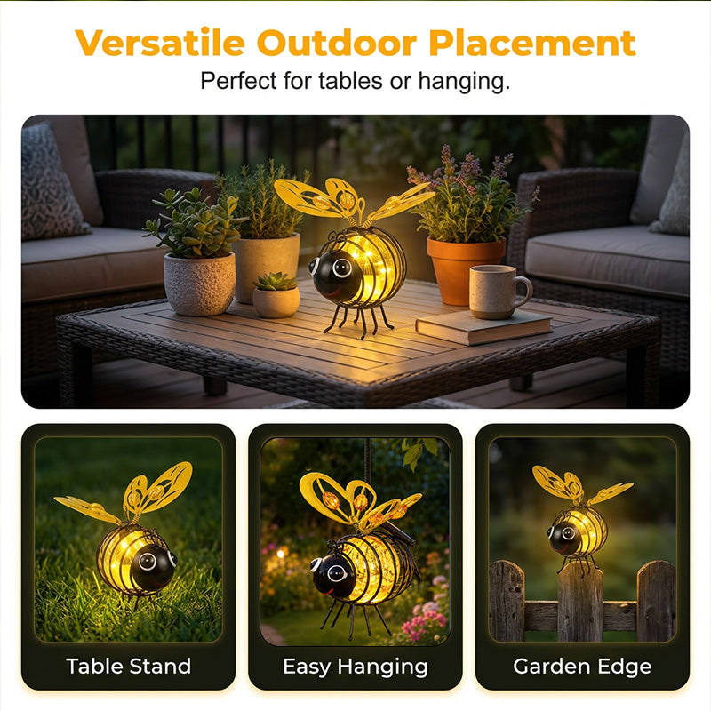 🐝PROMO FLASH 50%🌸Lumière Abeille Solaire Suspendue – Métal, Allumage Auto Crépuscule, Résiste Intempéries, 6-12h d'Éclairage, Idéale Jardin & Balcon 🏡✨